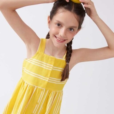 Compañia Fantastica Vestido Menina Riscas Amarelo