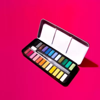 OMY Kit de Aquarela 24 Cores com Pincel de Água