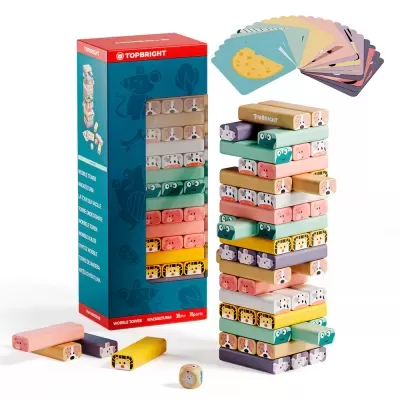 TopBright Torre de Madeira Jenga Animais