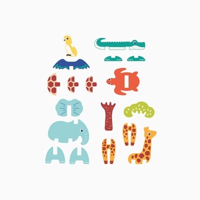 LUDI Puzzle De Espuma Animais 3D