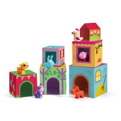 Djeco  Topanifarm Jogo de Empilhar Blocos e Animais