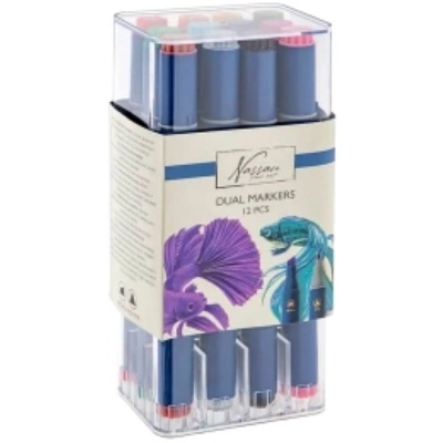 Nassau Marcadores de Ponta Dupla 12 Cores