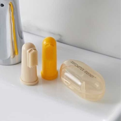 Matchstick Monkey Pack 2 Escovas de Dedo com Estojo Amarelo e Cinza