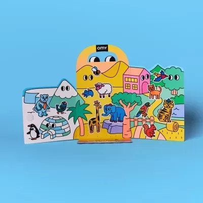 OMY Livro Montessori de Autocolantes Reutilizáveis Animais