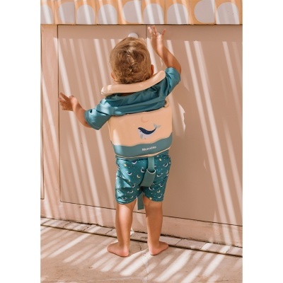 Monnëka Colete Flutuador Whale Teal Learning 1-2 Anos