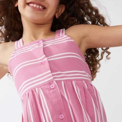 Compañia Fantastica Vestido Menina Riscas Rosa