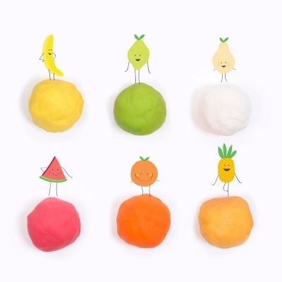Tutti-Frutti Plasticina Orgânica  Pack 6 Potes Aromas Tropicais