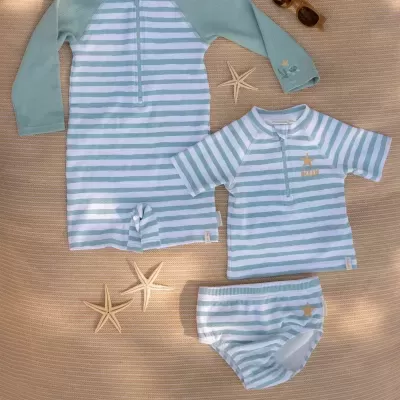 Little Dutch Cueca Fralda de Banho Seashells and Stripes Verde