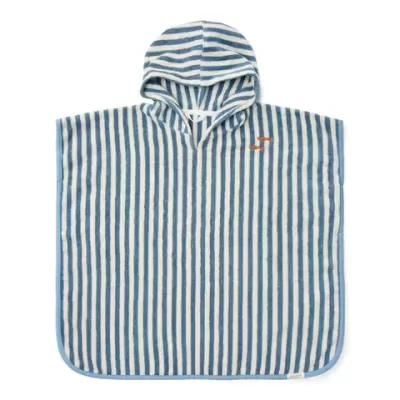 Little Dutch Poncho de Praia Sea Life Azul com Riscas