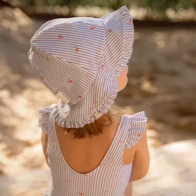 Little Dutch Chapéu de Sol Reversível com Fator UV 50+ Flowers Blue