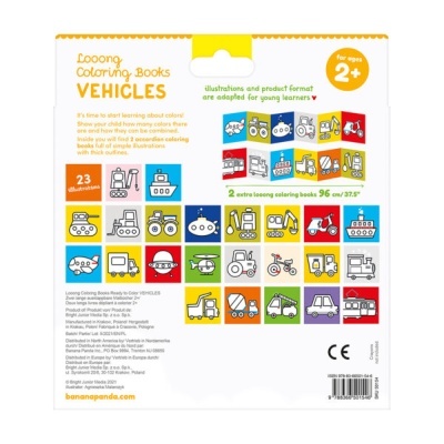 Banana Panda 2x Livros de Colorir Longo Veículos 2+ anos