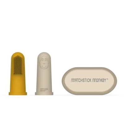 Matchstick Monkey Pack 2 Escovas de Dedo com Estojo Amarelo e Cinza