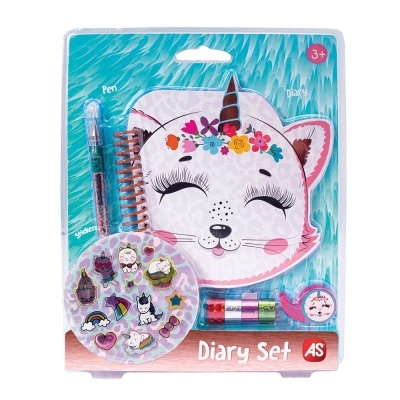 AS Set Diário com Autocolantes Gatinho