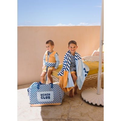 Monnëka Bolsa De Praia Com Malha Personalizável Stripes Blues & Beyond