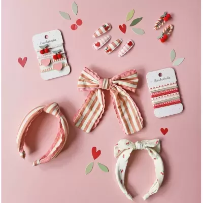 RockaHula Ganchos Tecido com Riscas Cerejas