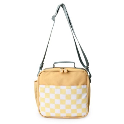 Monnëka Lancheira Rígida Stripes Yellow Chess