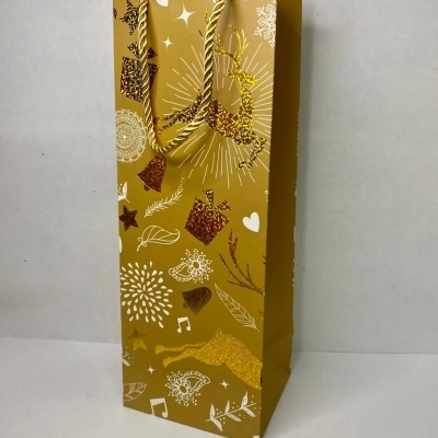 SACO PAPEL NATAL DOURADO 1 GARRAFA