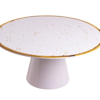 PRATO BOLO C/PÉ MELAMINA OURO Ø30x16CM