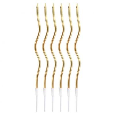 VELA DOURADA ESPIRAL 16CM 6UNID