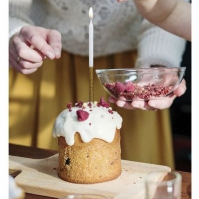 VELA BRANCA C\GLITTER DOURADA 12.5CM