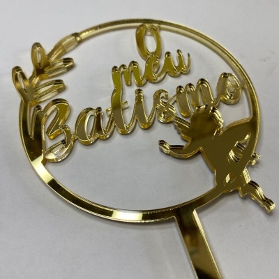 TOPO ACRILICO O MEU BATISMO OURO