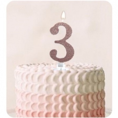 VELA ROSA GOLD PURPURINA 8CM