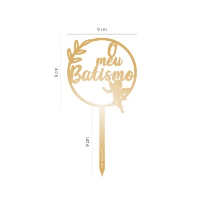 TOPO ACRILICO O MEU BATISMO OURO