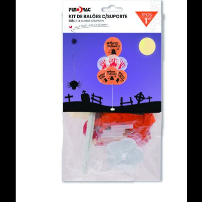 KIT BALOES C\SUPORTE HALLOWEEN 7PCS