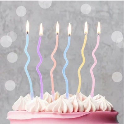 VELA TONS PASTEL ESPIRAL 16CM 6UNID