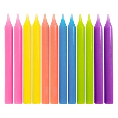 VELAS COLORIDAS DE ANIVERSÁRIO 6CM 24U