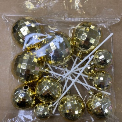 BOLAS DECORATIVAS ESPELHO DOURADO 12UNID