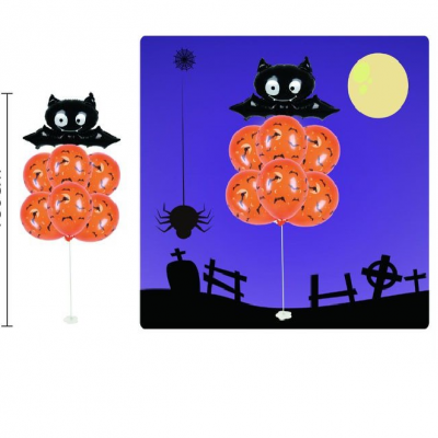 KIT BALOES C\SUPORTE HALLOWEEN 7PCS