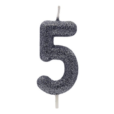 VELA GLITTER PRETO 5.5CM