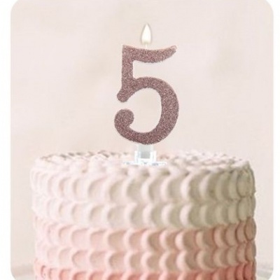 VELA ROSA GOLD PURPURINA 8CM