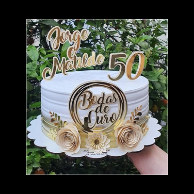 TOPO DE BOLO 50 ANOS CASADOS - BODAS DE OURO