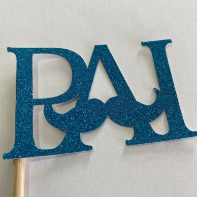 TOPO DE BOLO PAI AZUL BRILHANTE