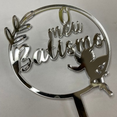 TOPO ACRILICO O MEU BATISMO PRATA