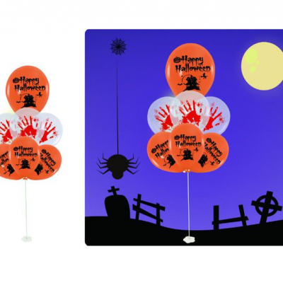 KIT BALOES C\SUPORTE HALLOWEEN 7PCS