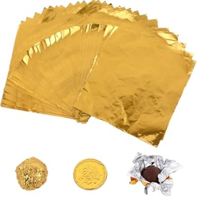 FOLHA ALUMINIO DOURADO PARA CHOCOLATE 20x20CM