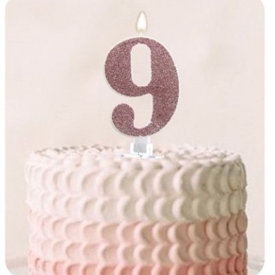 VELA ROSA GOLD PURPURINA 8CM