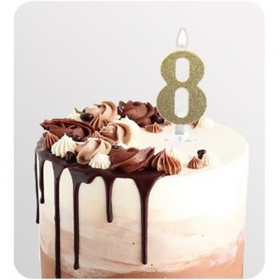 VELA DOURADA PURPURINA 8CM