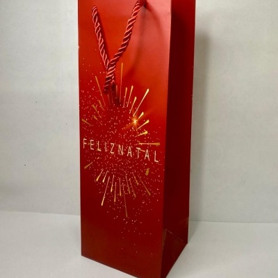 SACO PAPEL FELIZ NATAL  1 GARRAFA
