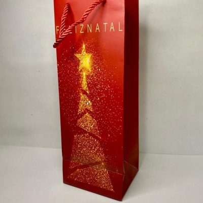 SACO PAPEL FELIZ NATAL  1 GARRAFA