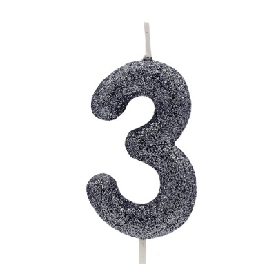 VELA GLITTER PRETO 5.5CM