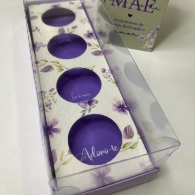CAIXA ACETATO 4 BRIGADEIROS DIA DA MÃE