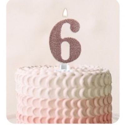 VELA ROSA GOLD PURPURINA 8CM