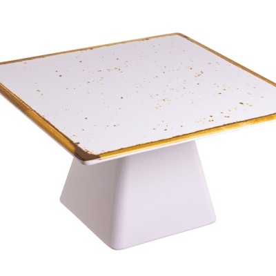 PRATO EXPOSITOR C/ PÉ MELAMINA OURO 30x30x16CM