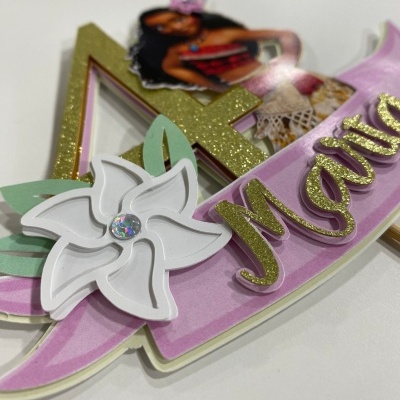 TOPO DE BOLO MOANA (NOME+IDADE)