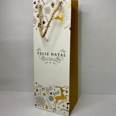 SACO PAPEL NATAL DOURADO 1 GARRAFA