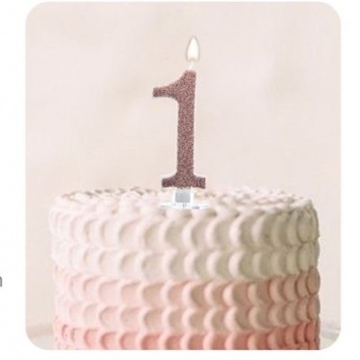 VELA ROSA GOLD PURPURINA 8CM